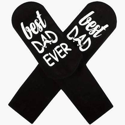 Herren Vatertags-Socken – Lustige Crew-Socken mit Best Dad Ever Spruch – Geschenkidee für Väter