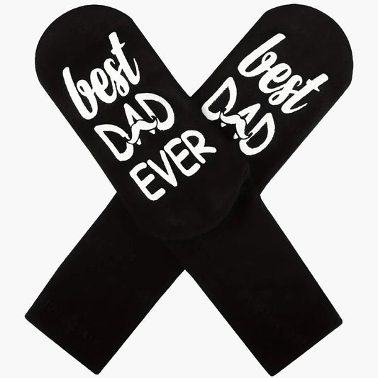 Herren Vatertags-Socken – Lustige Crew-Socken mit Best Dad Ever Spruch – Geschenkidee für Väter