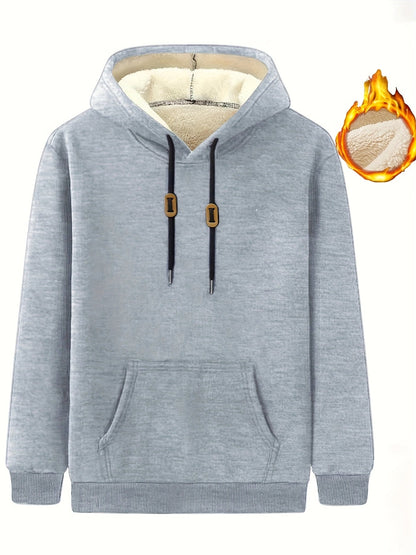 Hoodie mit Kapuze, gefüttert, Bauchtasche, Kordelzug