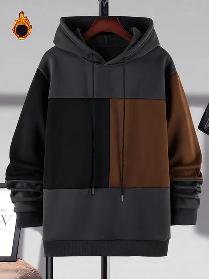 Unisex Kapuzenpullover Blockfarben Design mit Kordelzug Langarm