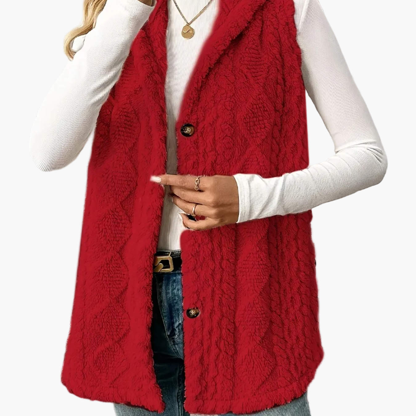 Damen Strickweste mit Kapuze und Knöpfen – Eleganter Lagenlook für Alltag und Freizeit