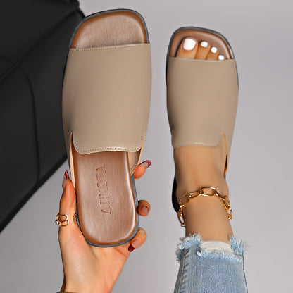 Damen Slip-On Sandalen mit eckiger Spitze – Moderner Look für Alltag und Freizeit