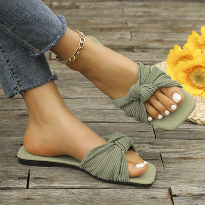 Damen Slip-On Sandalen mit Knoten-Detail – Modische Sommerschuhe für Alltag und Freizeit