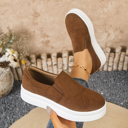 Damen Slip-On Plateau-Sneaker für Alltag und Freizeit – Bequeme Penny Loafer