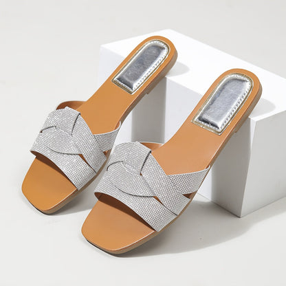 Damen Pantoletten mit funkelndem Riemen und modernem Design – Elegante Slides für Alltag und Anlass