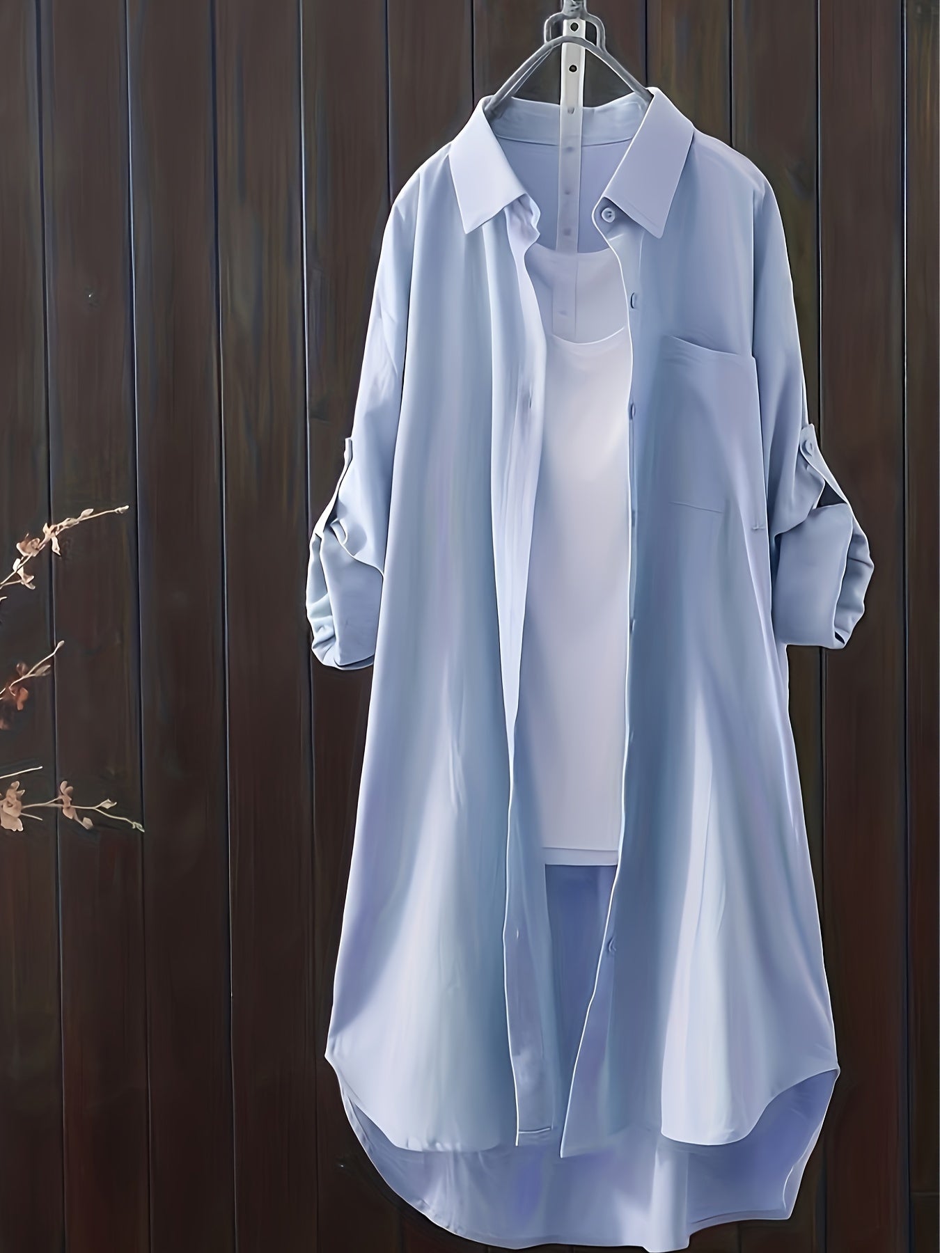Damen Oversize Hemdblusenkleid mit lässigem Layer-Look – Ideal für Alltag und Büro