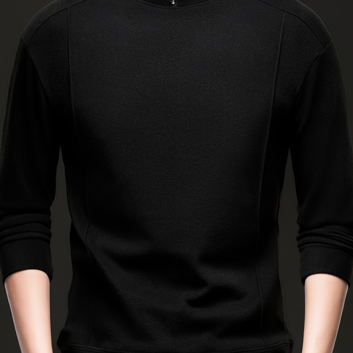 Herren Halb-Reißverschluss Sweatshirt Stehkragen Langarm Weiß