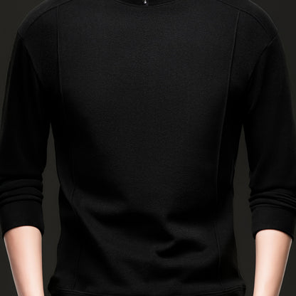 Herren Halb-Reißverschluss Sweatshirt Stehkragen Langarm Weiß