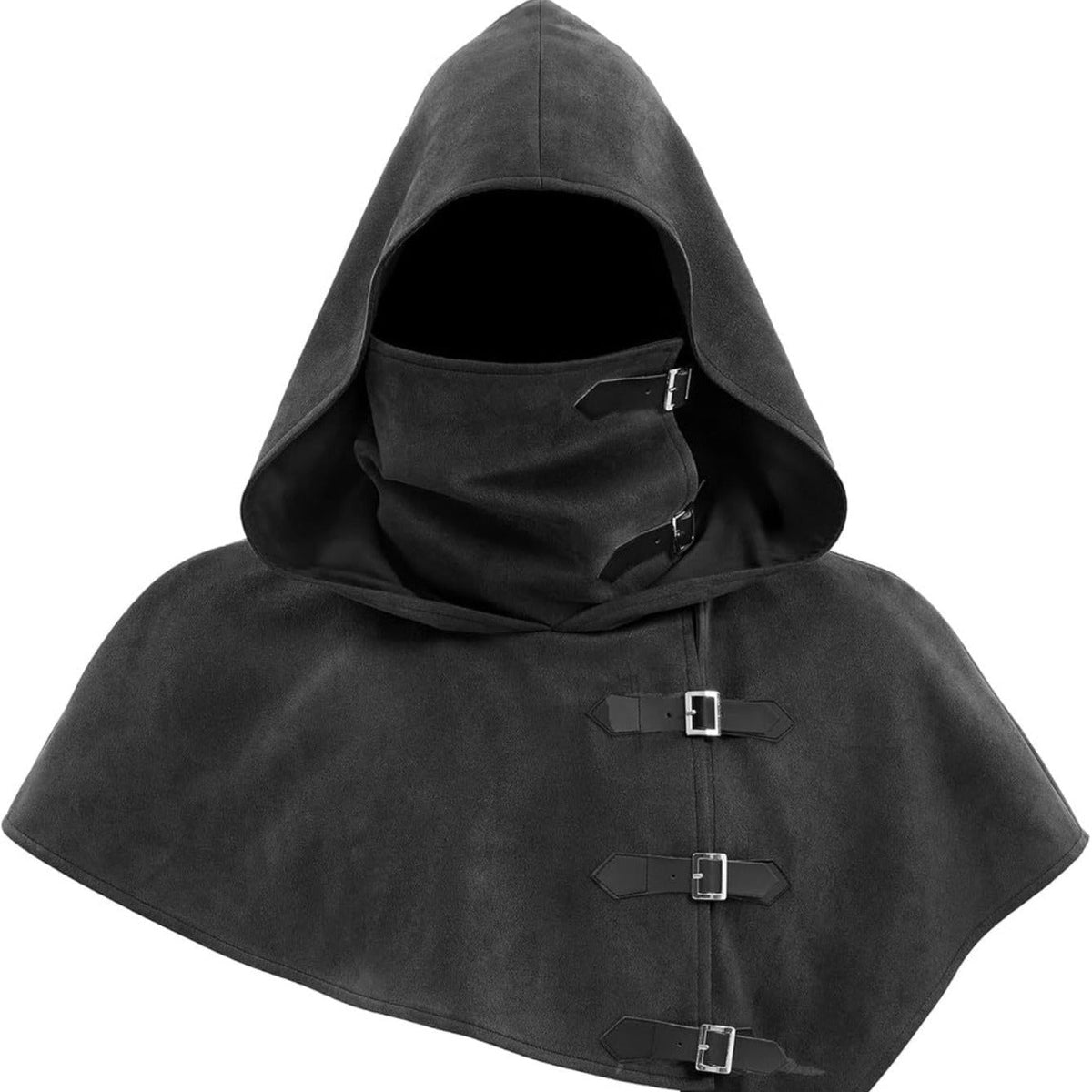 Kapuzencape mit Kragen und Schnallen, Mittelalterlicher Stil