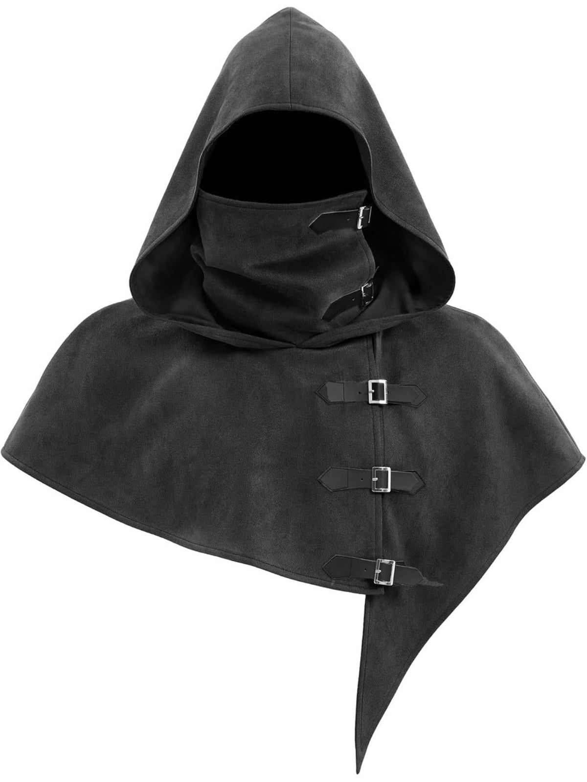 Kapuzencape mit Kragen und Schnallen, Mittelalterlicher Stil