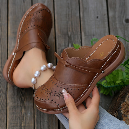Damen Vintage Clogs mit Plattformabsatz und Rundzehen – Bequeme Slip-On Schuhe für Alltag und Freizeit