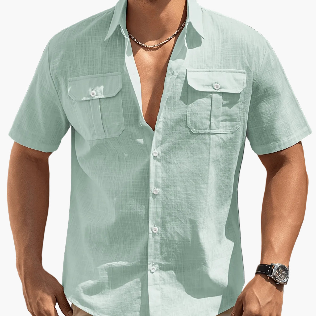 Herren Kurzarm Freizeithemd mit Brusttaschen – Legerer Sommer Style für Alltag und Urlaub