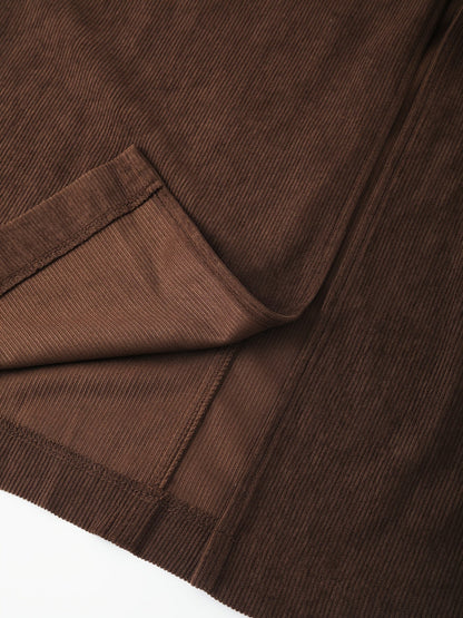 Damen Maxirock Cordoptik Dunkelbraun mit Schlitz