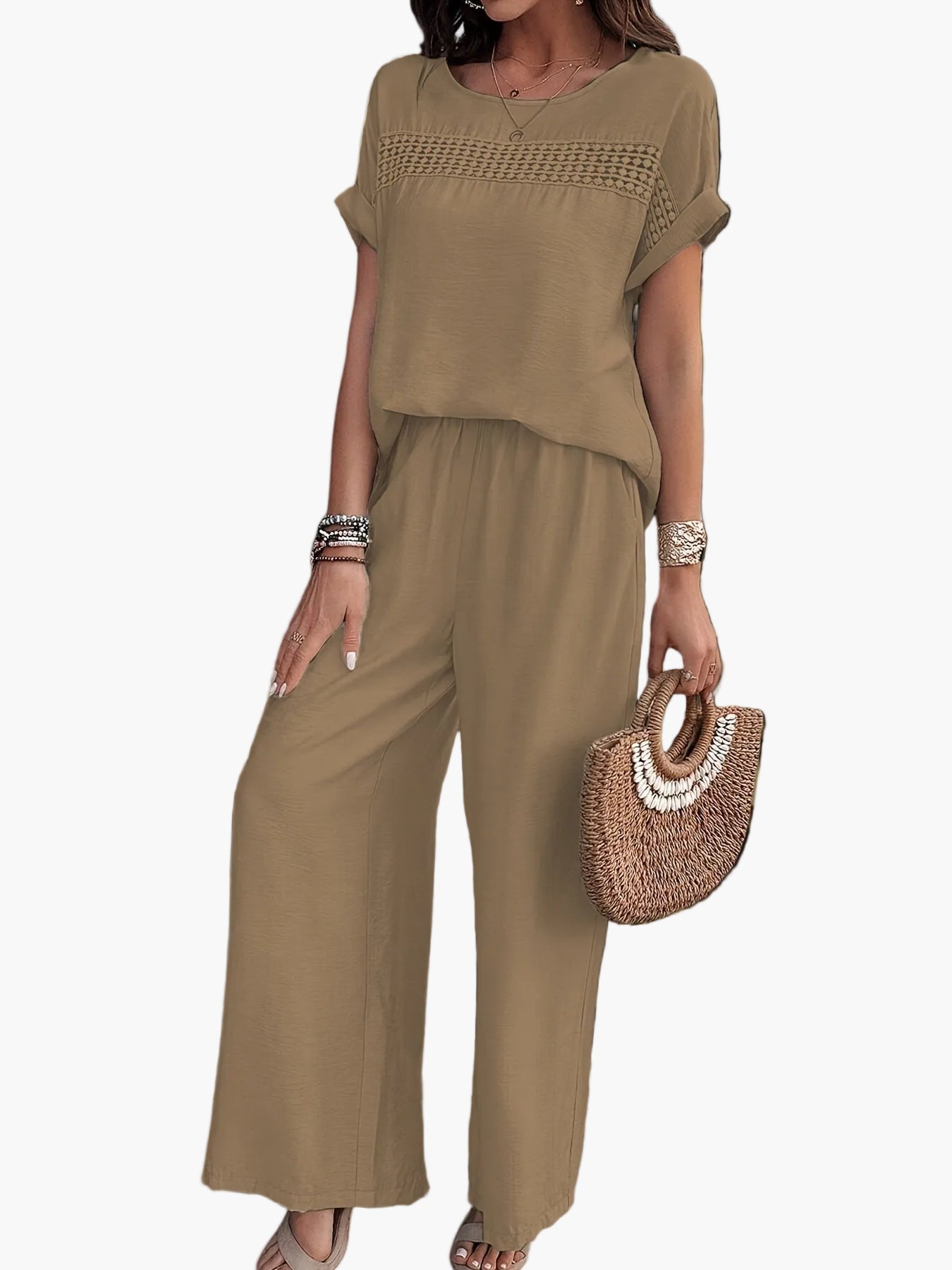 Damen Sommer Jumpsuit mit Häkel-Detail – Eleganter Einteiler für Strand und Alltag