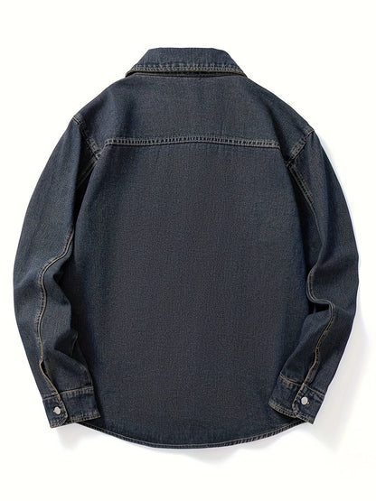 Jeanshemd Herren Hemd Denim Shirt Langarm Casual Freizeithemd mit Brusttaschen