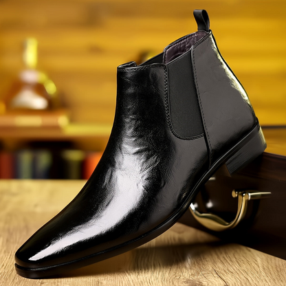 Herren Stiefeletten Klassisch Elegant mit Elastikeinsatz