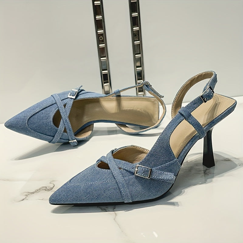 Damen Slingback Pumps mit Absatz und Riemendetails – Elegante Spitzenschuhe für Büro und Freizeit