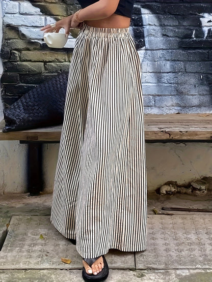 Damen Weite Streifenhose im eleganten Streetstyle für Freizeit und Alltag