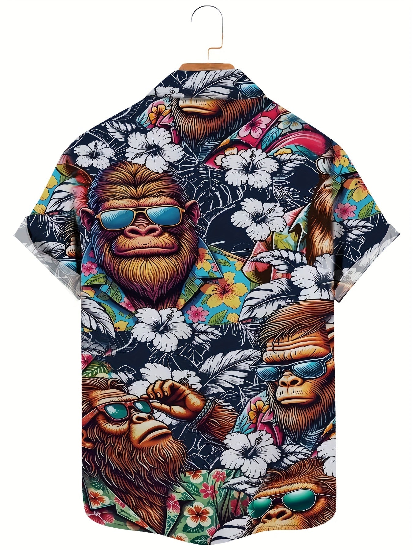 Herren Hawaiihemd mit Gorillamotiv und tropischem Print – Lustiges Sommer Freizeithemd