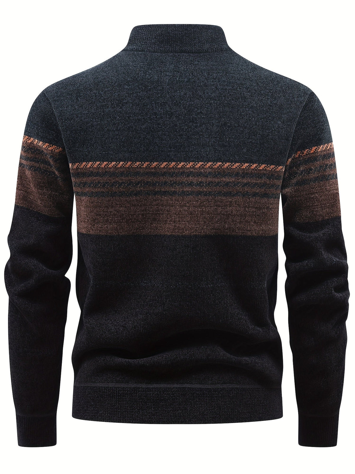 Herren Pullover Halb-Reißverschluss Stehkragen gestreift Fleece-Futter