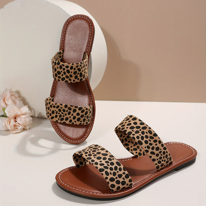 Damen Sandalen mit Leopardenmuster – Modische Slip-On Sommerschuhe für Alltag & Freizeit