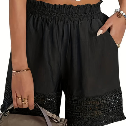 Damen Shorts im Boho-Stil mit Häkeleinsatz – Perfekt für Urlaub und Freizeit