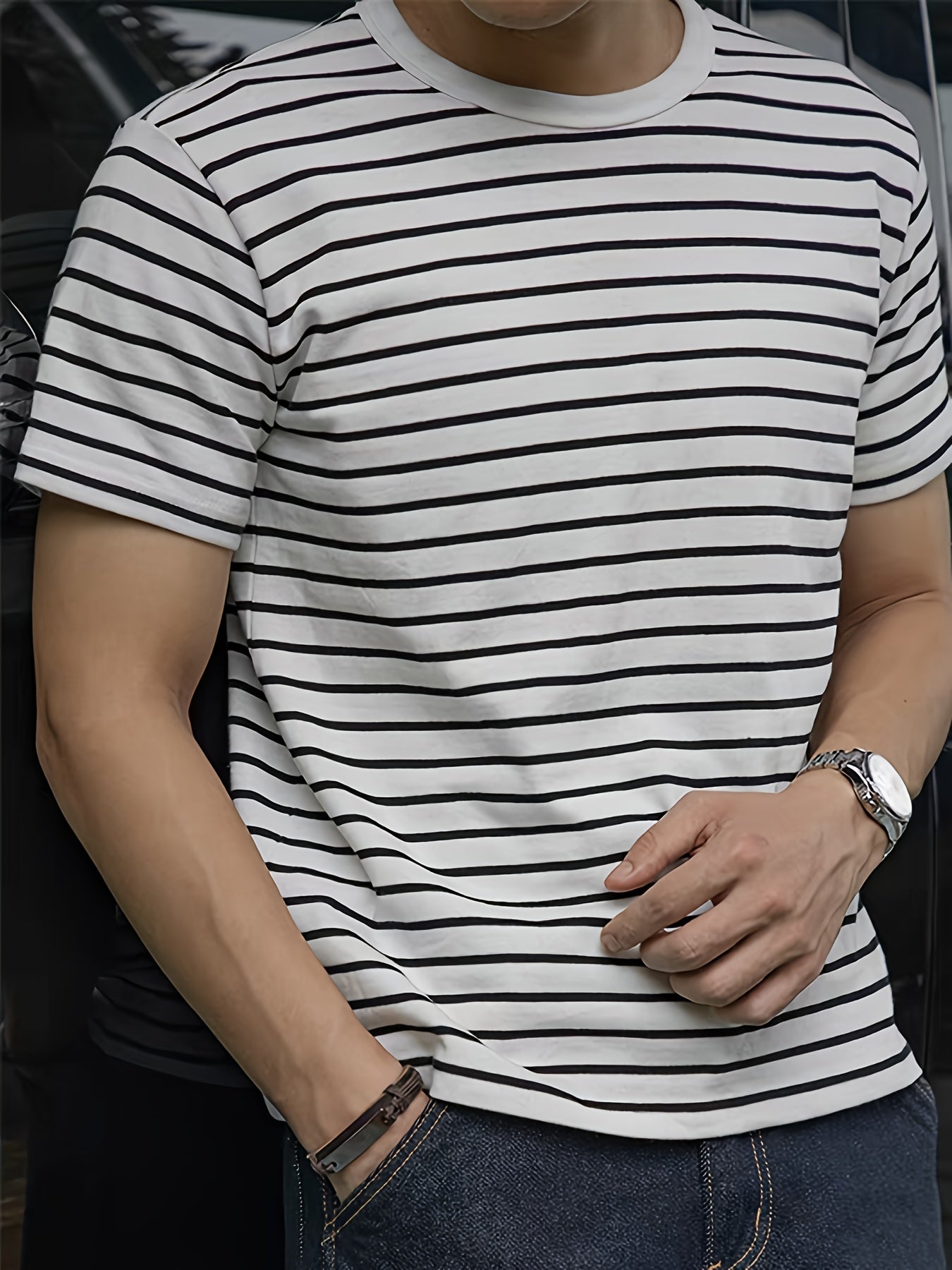 Herren T-Shirt mit klassischem, gestreiftem Design – Kurzarm, zeitloser Stil für Alltag und Freizeit