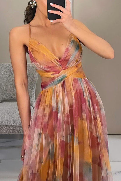 Damen Maxikleid Elegant Blumenmuster Sommer Festlich Abendmode