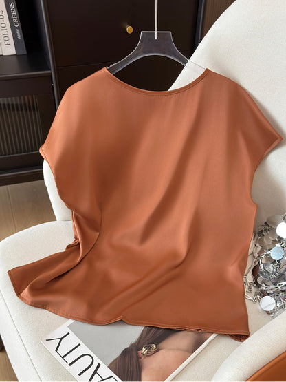 Damen-Bluse mit Raffdetails und modernem Schnitt – Elegante Kurzarm-Oberbekleidung für Büro und Freizeit