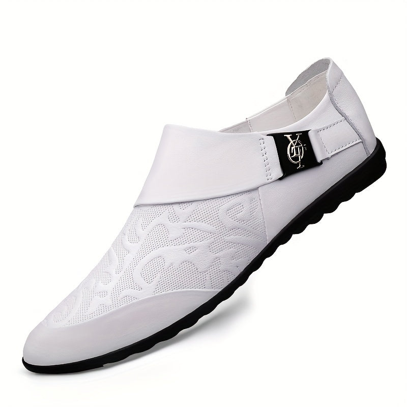 Herren Slip-On Loafer – Modische Freizeitschuhe mit Prägung und moderner Schnalle