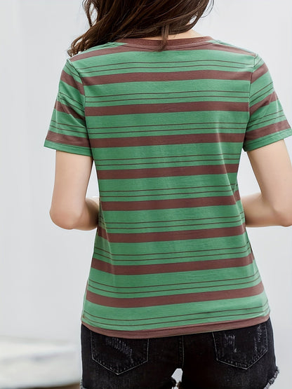 Damen T-Shirt mit Streifenmuster im maritimen Stil – Freizeit & Alltag