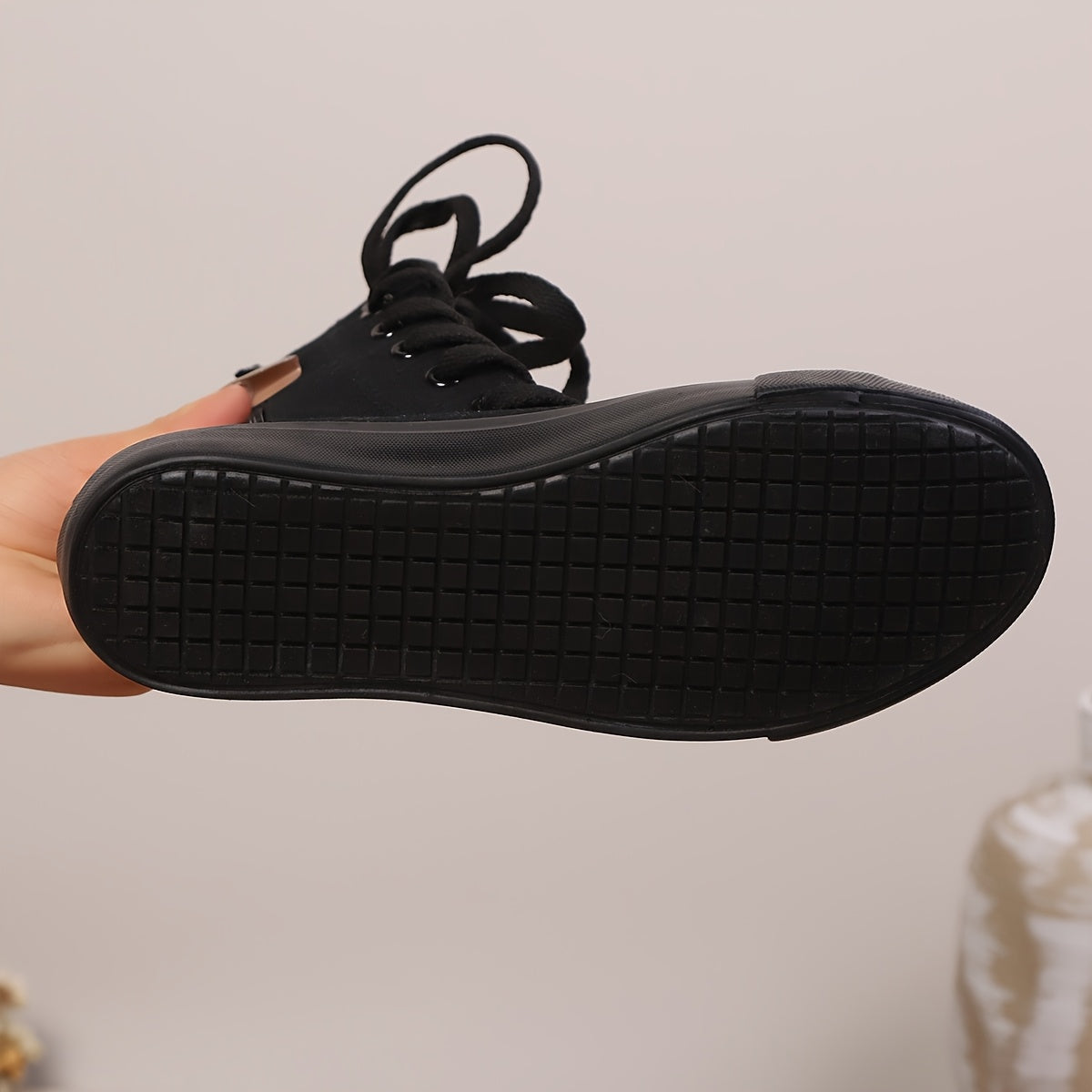 Damen High-Top-Sneaker Schnürstiefel mit Reißverschluss, Knöchelhoch, Stoffoptik