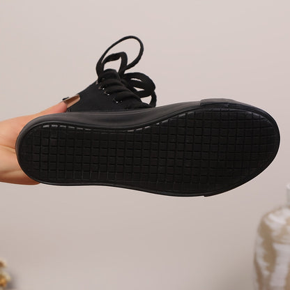 Damen High-Top-Sneaker Schnürstiefel mit Reißverschluss, Knöchelhoch, Stoffoptik