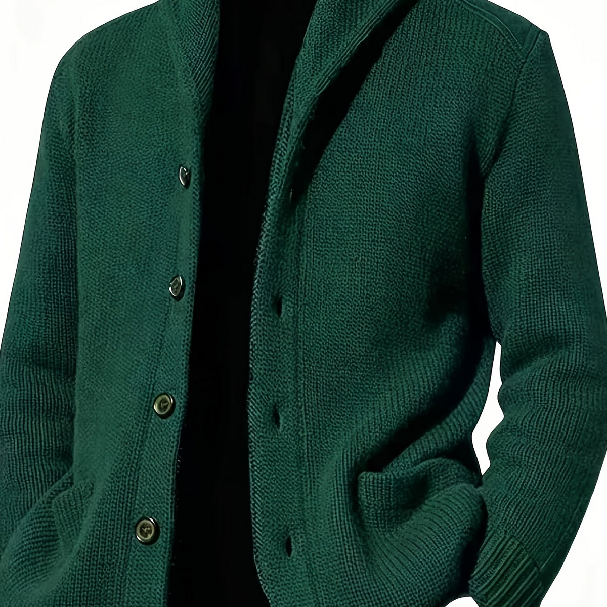 Herren Cardigan mit Schalkragen, Knopfleiste und Taschen, marineblau