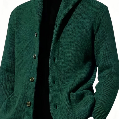 Herren Cardigan mit Schalkragen, Knopfleiste und Taschen, marineblau