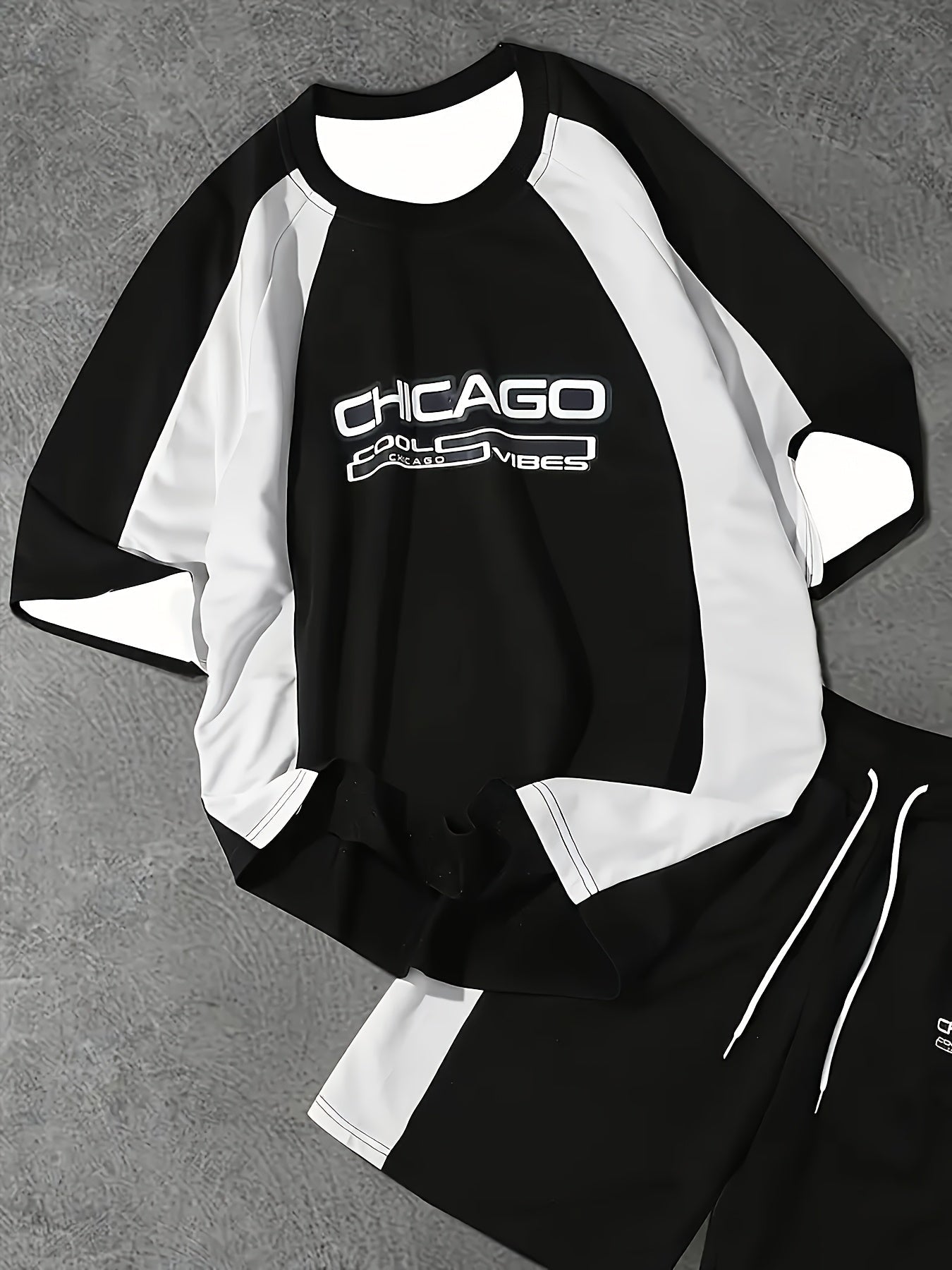 Herren Sportliches Chicago Zweiteiler Set mit Print – Urban Style für Freizeit & Fitness