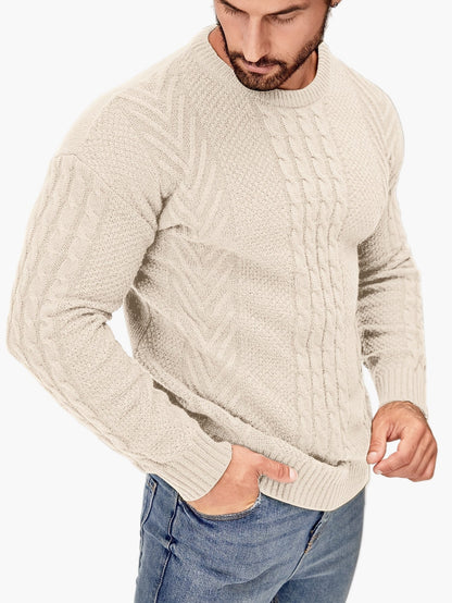 Herren Strickpullover mit Zopfmuster – Modischer Freizeitpulli für Herbst & Winter