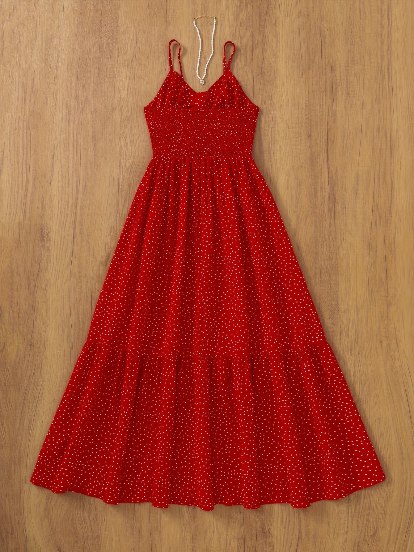 Damen Maxikleid Vintage-Stil mit Punkten und Volants – Eleganter Sommer-Look