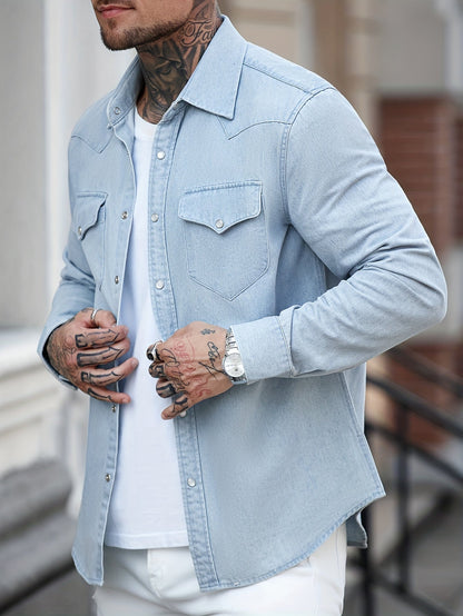 Herren Denim Hemd im Western-Stil – Lässige Mode für Alltag & Freizeit