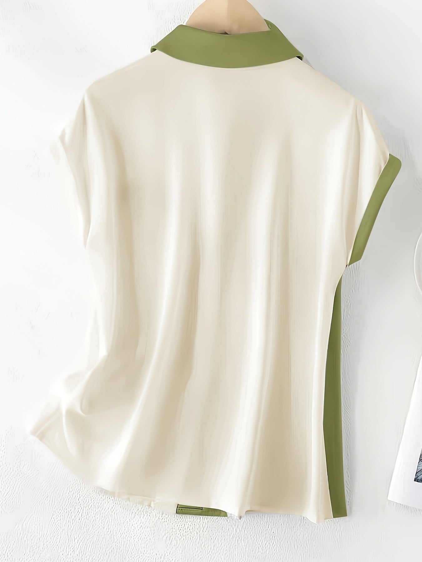 Damen Elegante Bluse im Colorblock-Design mit Knopfleiste – Sommermode, Ärmellos, Büro & Freizeit