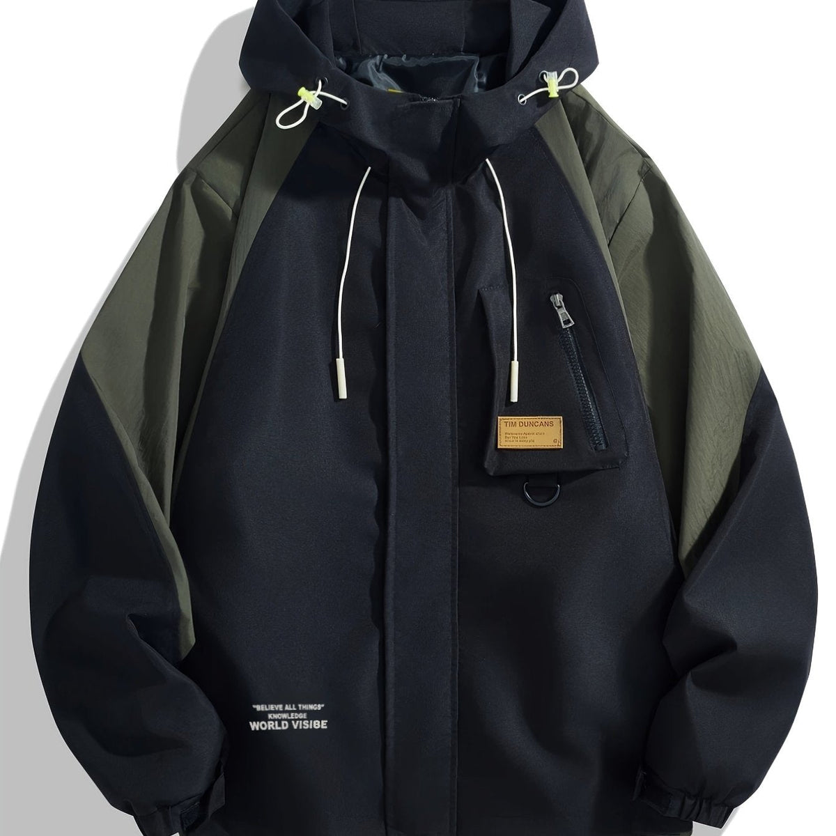Hoodie Jacke Herren Kapuzenjacke Zweifarbig Outdoor Stil Schwarz Olivgrün