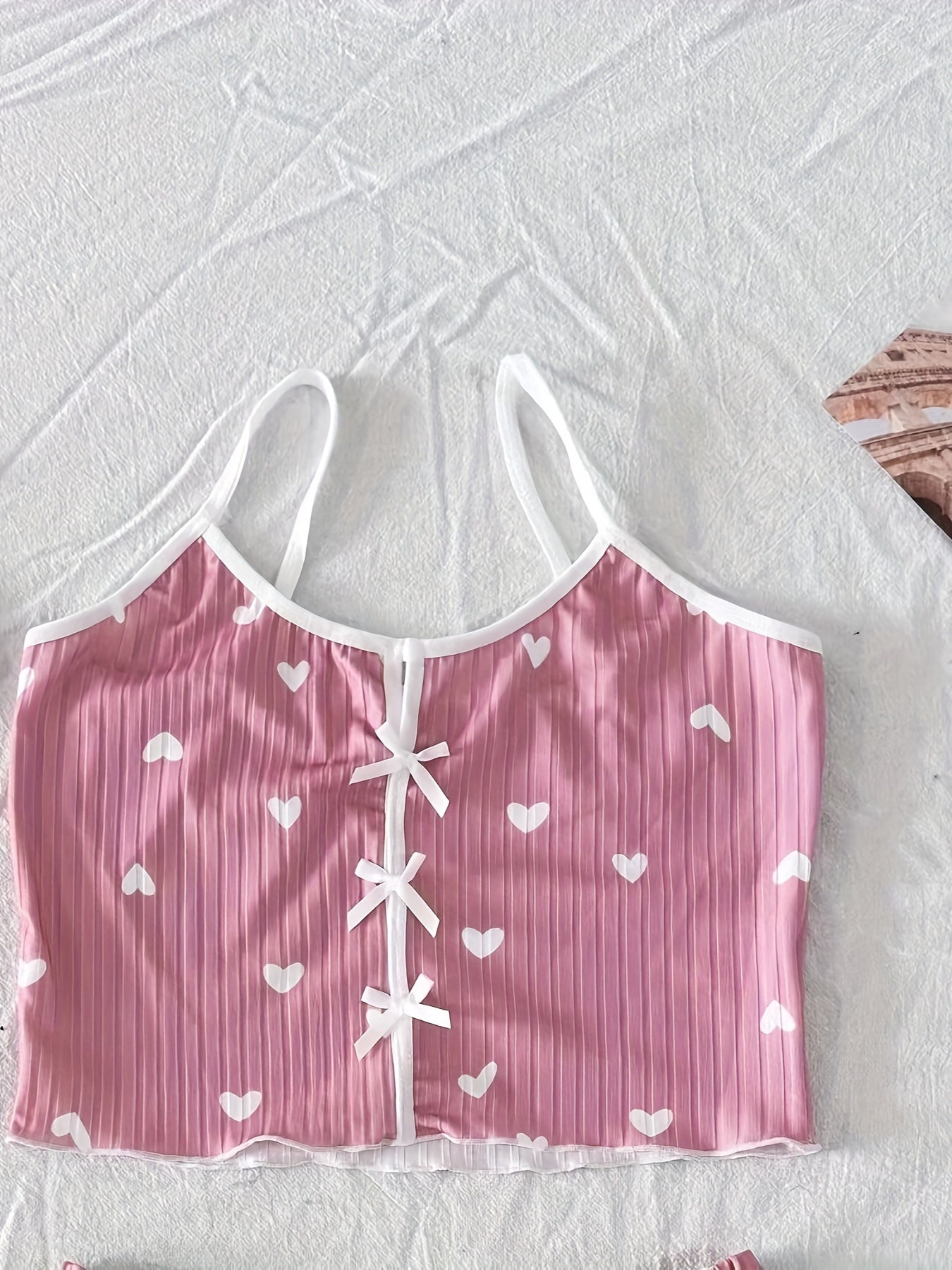 Damen Pyjama Set mit Herzchenmuster – Süßes und Bequemes Schlafanzug-Set für Frauen, Perfekt für den Sommer