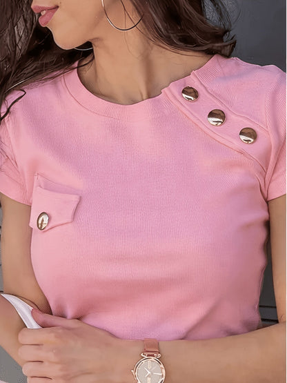 Damen Shirt mit Knopfdetails und modernem Schnitt – Stilvoll und vielseitig für Alltag und Büro
