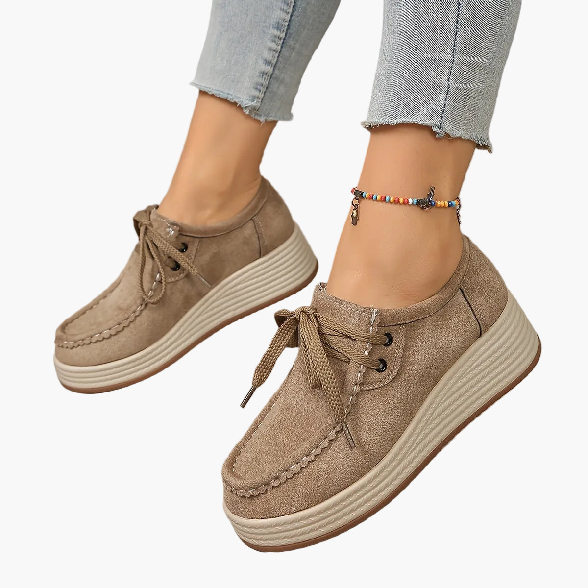 Damen Plateau-Sneaker im Casual-Look – Komfortable Freizeitschuhe mit Schnürung
