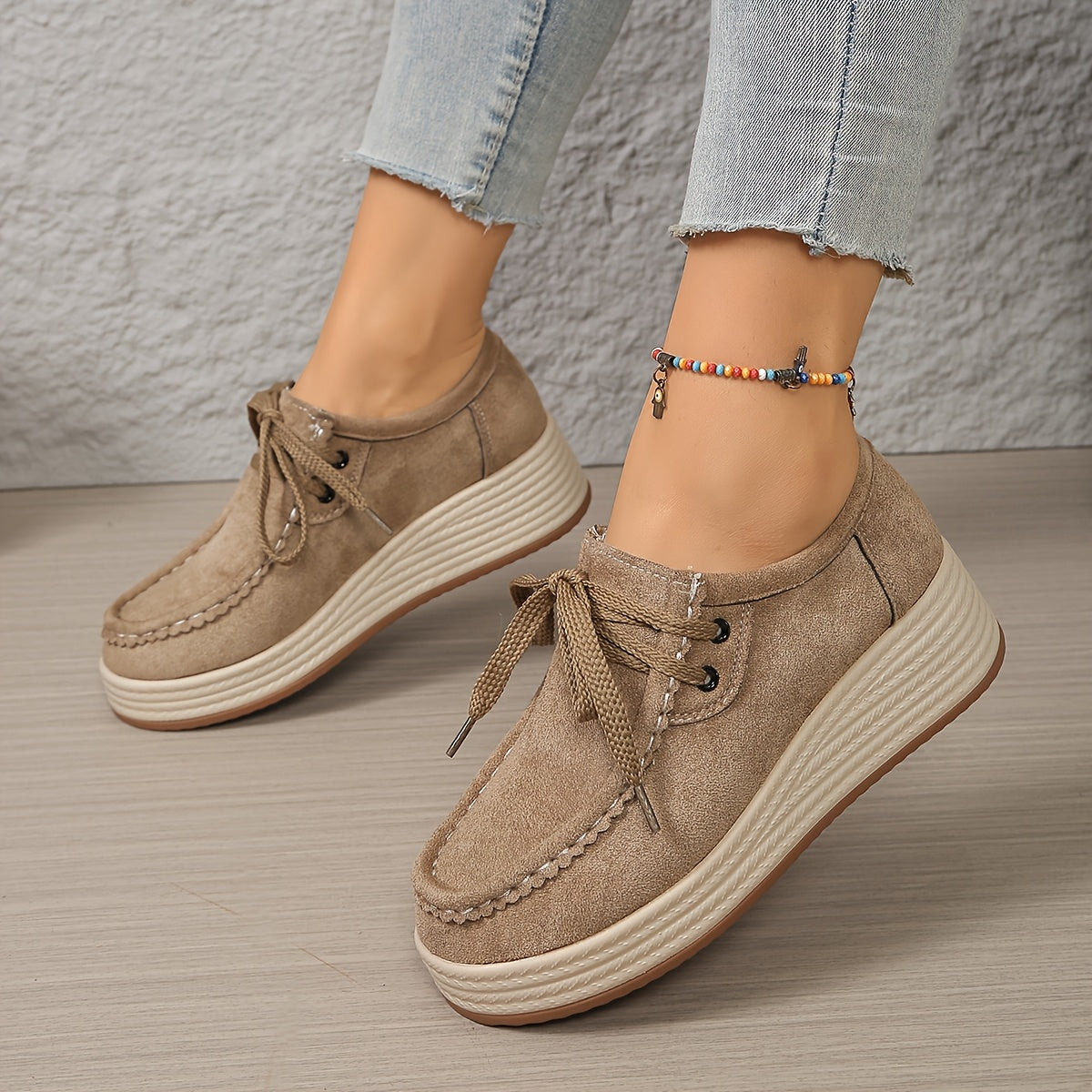 Damen Plateau-Sneaker im Casual-Look – Komfortable Freizeitschuhe mit Schnürung
