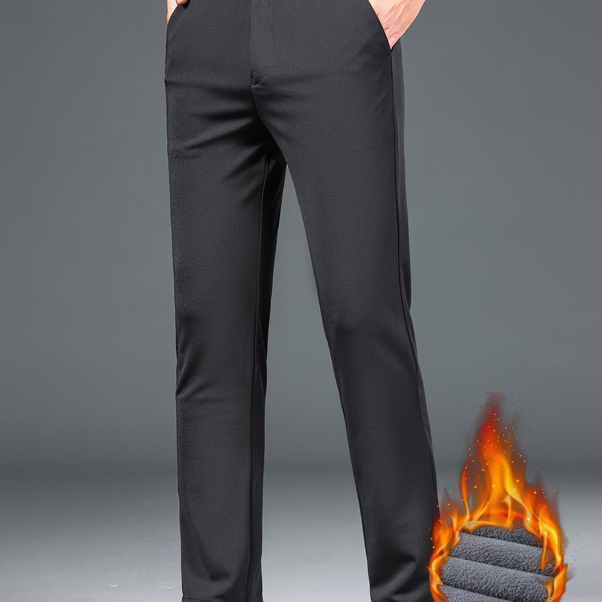 Herren Winterhose Business-Casual mit weichem Futter Grau