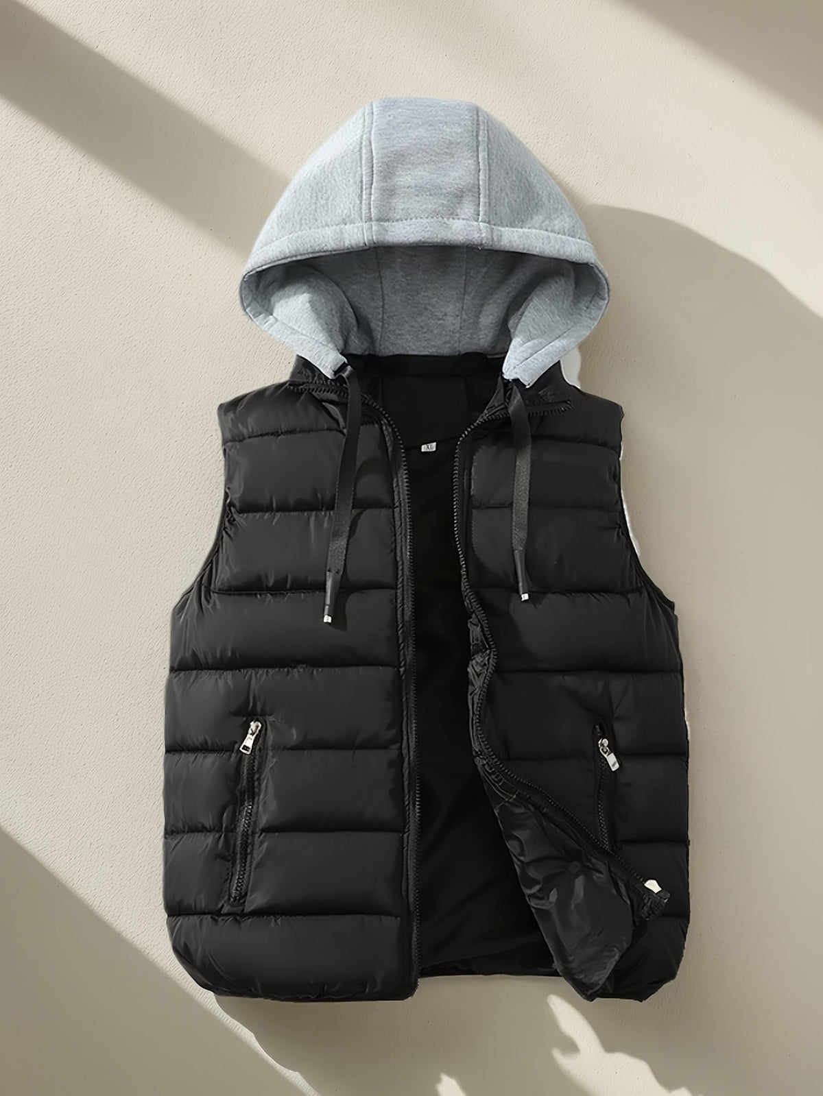 Steppweste mit Kapuze Herren/Unisex Gepolsterte Outdoor Weste Reißverschluss