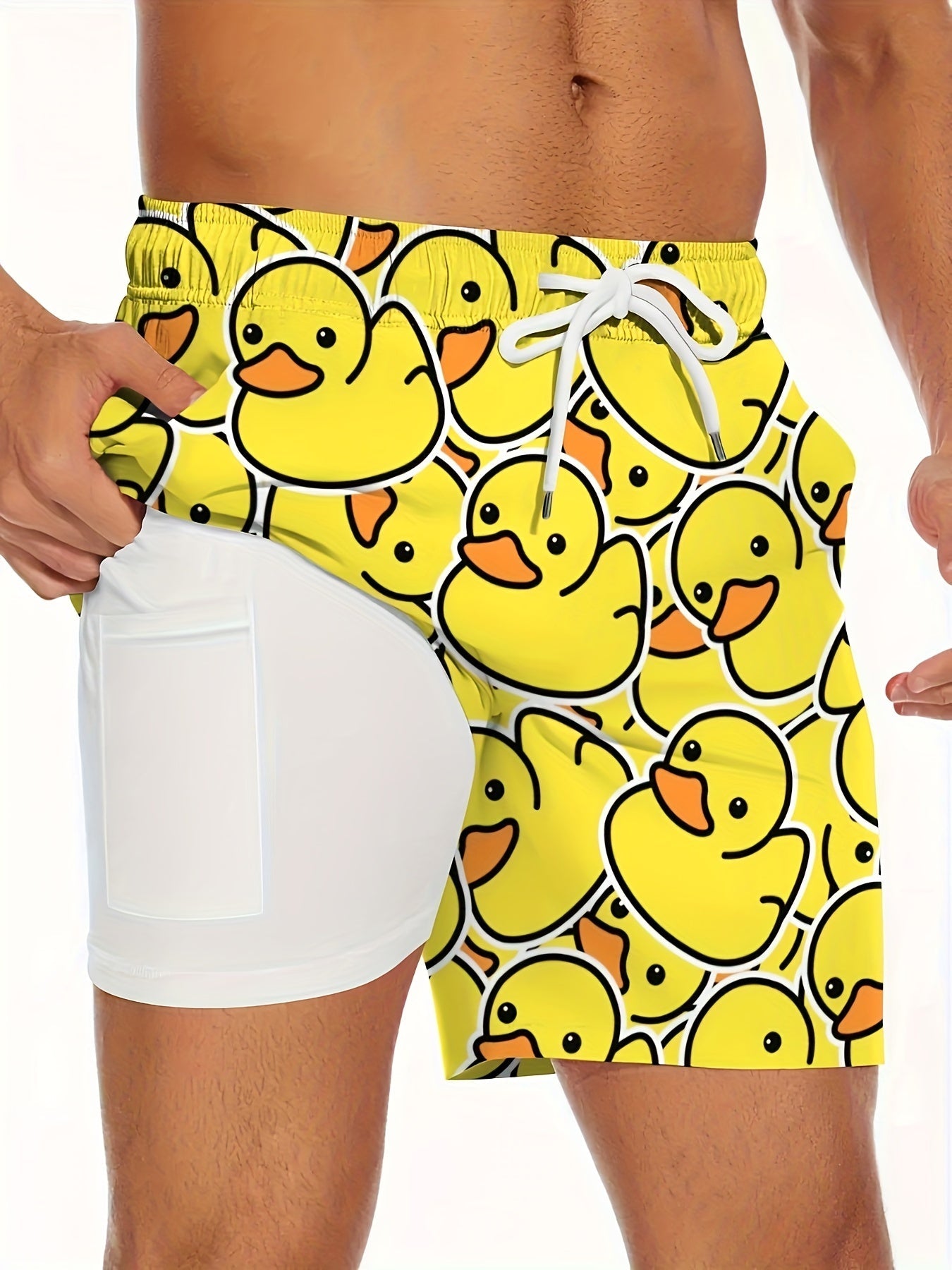 Herren Badeshorts mit Gummienten-Print – Lustige Badehose für Freizeit & Strand