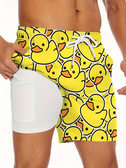 Herren Badeshorts mit Gummienten-Print – Lustige Badehose für Freizeit & Strand