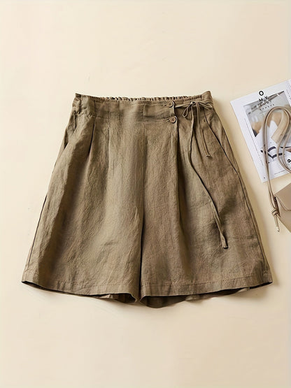 Damen Weite Freizeithose Shorts – Elegante High-Waist Culottes für Alltag und Büro